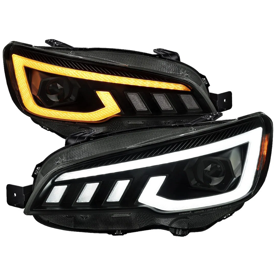 2LHP-WRX15SM-SQ-RS – SPEC-D TUNIN Headlight Assembly, Halogen Bulb Projector Beam With Dynamic LED Driving Light/ Swi...